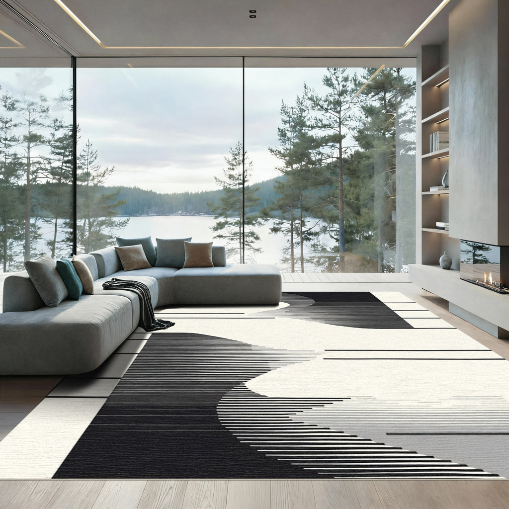 Monochromatic Abstract Curved Stripe Rug