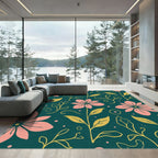 Pink Blossom Emerald Garden Rug