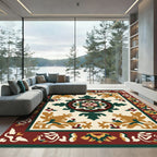 Crimson Emerald Floral Medallion Rug