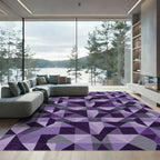 Purple Geometric Interlocking Triangles Rug