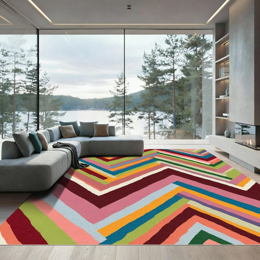 Colorful Chevron Stripe Alternating Rug