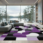 Modern Abstract Purple Geometric Shapes Rug