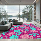 Vibrant Fuchsia Floral Leaf Medley Rug