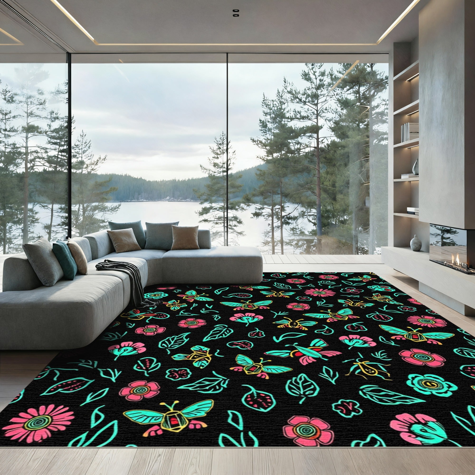 Whimsical Neo-Moth Garden Medley Rug