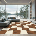 Brown Cream Polka Dot Checkerboard Rug