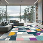 Mid Century Geometric Circles Arcs Rug
