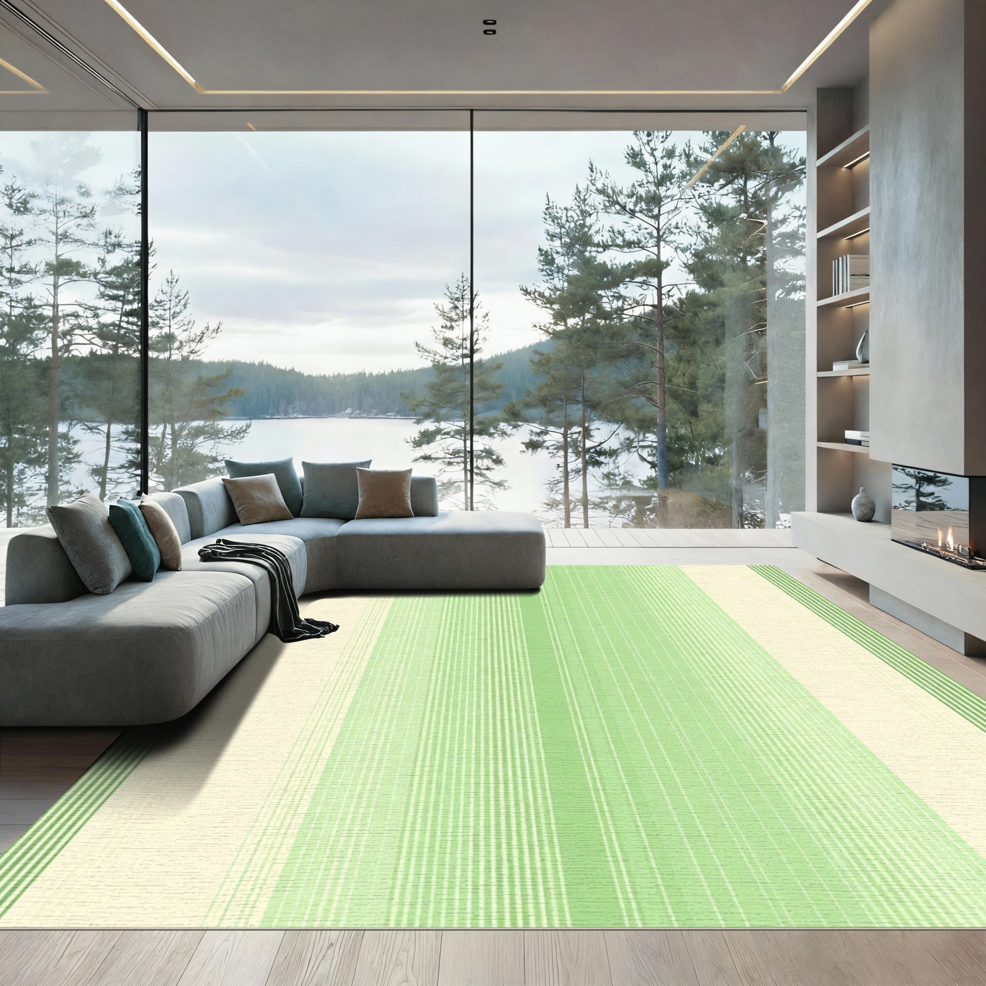 Verdant Graduated Stripe Ombre Rug