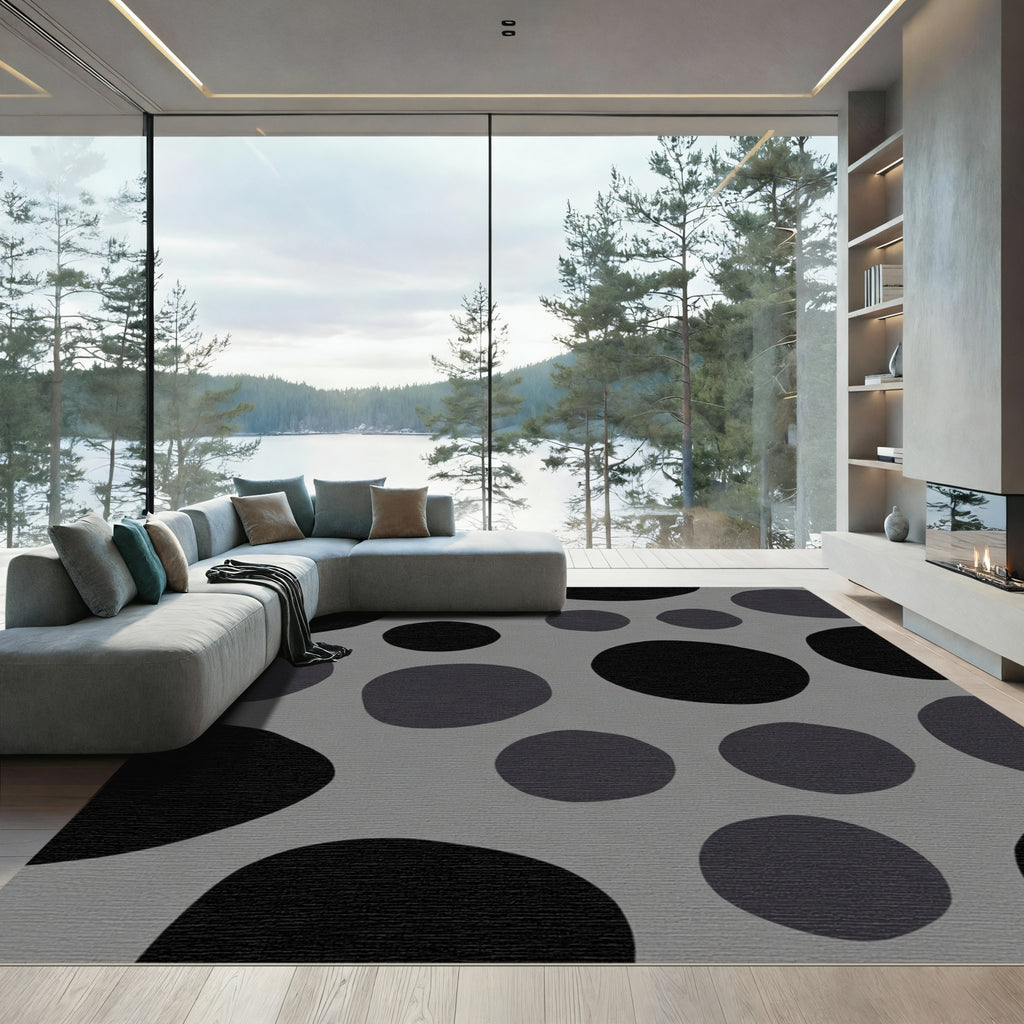 Monochromatic Grey Organic Dots Rug