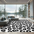 Chic Black White Leopard Spots Rug