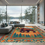 Brown Bear Mountain Forest Landscape Rug