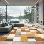 Earthy Terracotta Geometric Block Rug