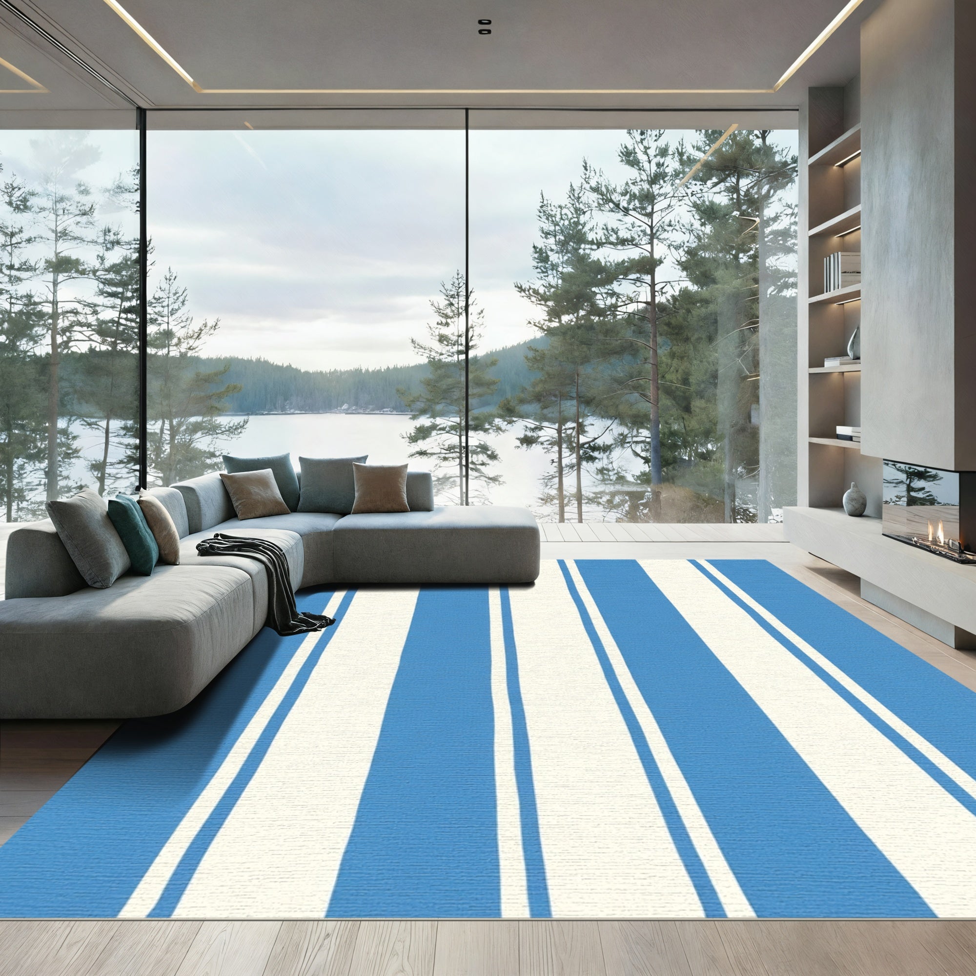Classic Cerulean Stripe Rug