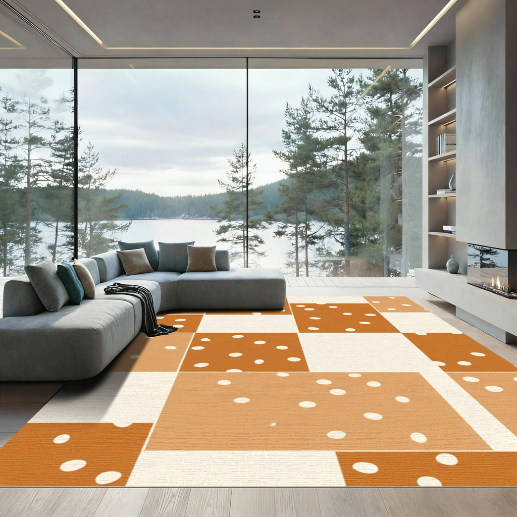 Terracotta Polka Dot Checkerboard Rug