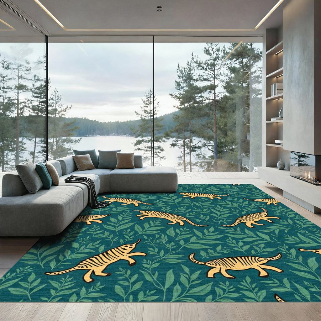 Yellow Tiger Jungle Foliage Rug