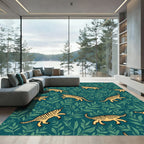 Yellow Tiger Jungle Foliage Rug