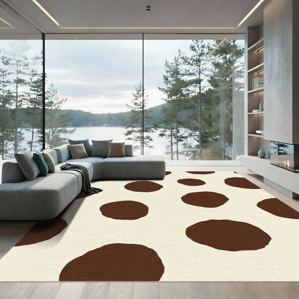 Brown Creamy Spots Polka Dot Rug