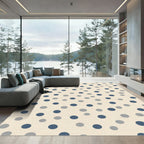 Navy Gray Polka Dot Pattern Rug