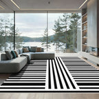 Monochrome Bold Vertical Horizontal Stripes Rug