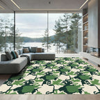 Green Leaf Abstract Organic Texture Rug