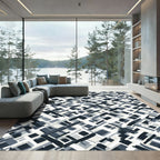 Monochromatic Abstract Geometric Overlay Rug