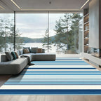 Coastal Blue Striped Horizon Rug