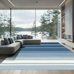 Modern Blue Gradation Striped Rug