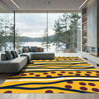 Sunny Yellow Dot Wave Lines Rug