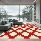 Crimson Quatrefoil Geometric Tile Rug