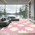 Cream Floral Sprigs Pink Rug