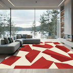 Crimson Angular Geometric Sculpture Rug