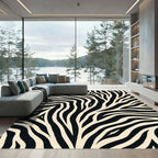 Bold Black Natural Zebra Stripes Rug