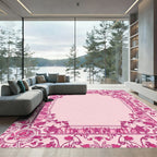 Art Nouveau Pink Floral Border Accent Rug