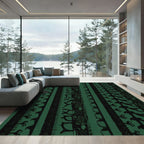Deep Green Tribal Stripe Collage Rug