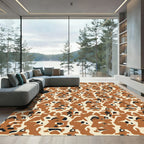 Terra Cotta Black Abstract Leo Face Rug