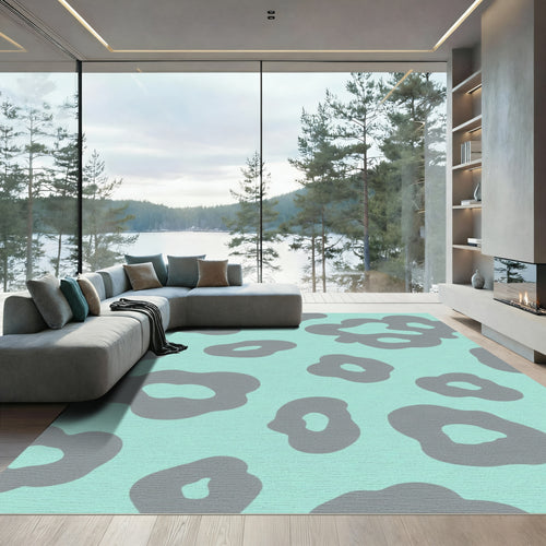 Aqua Gray Organic Spots Rug