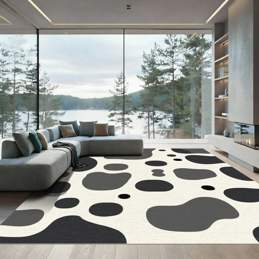 Monochromatic Irregular Spots Abstract Rug