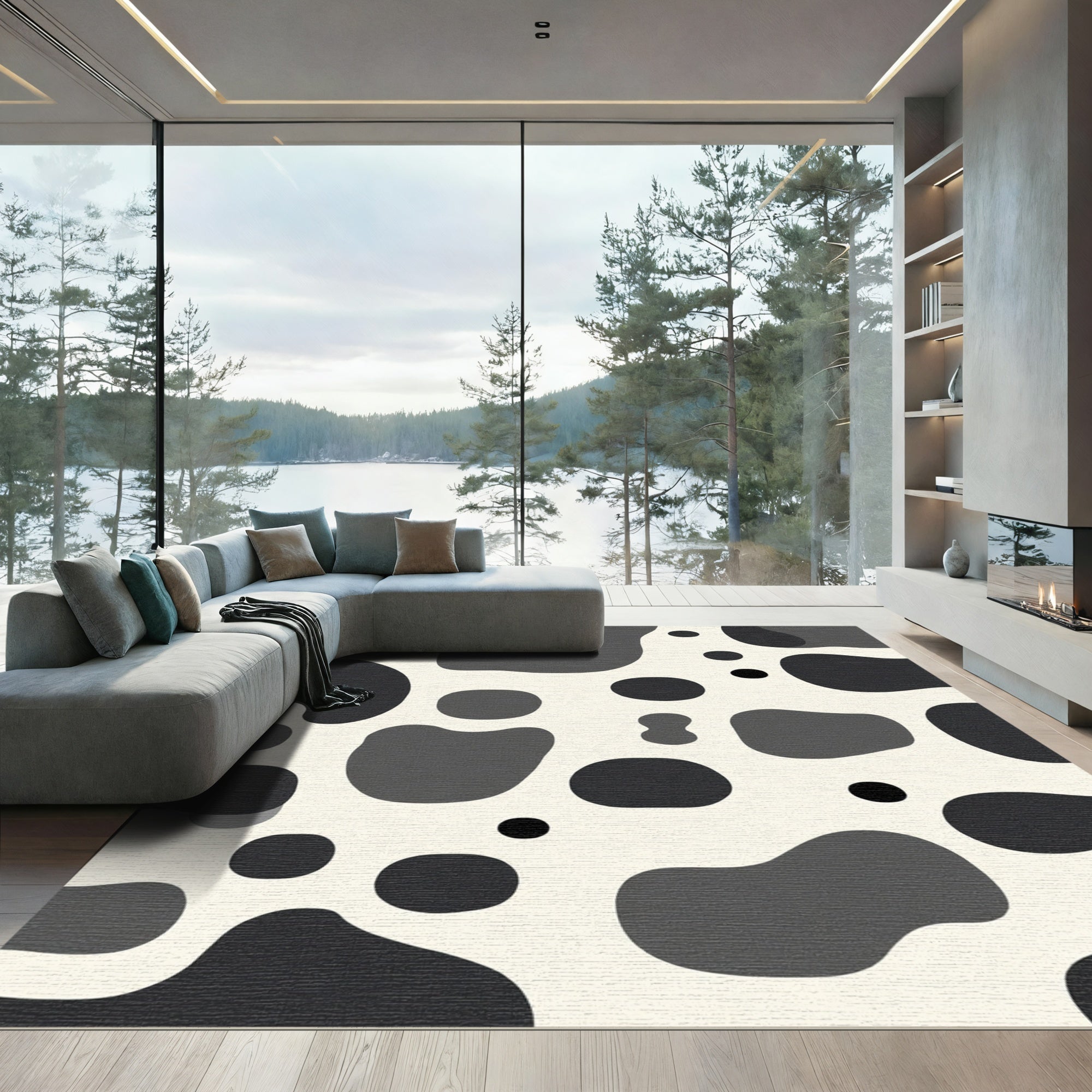 Monochromatic Irregular Spots Abstract Rug