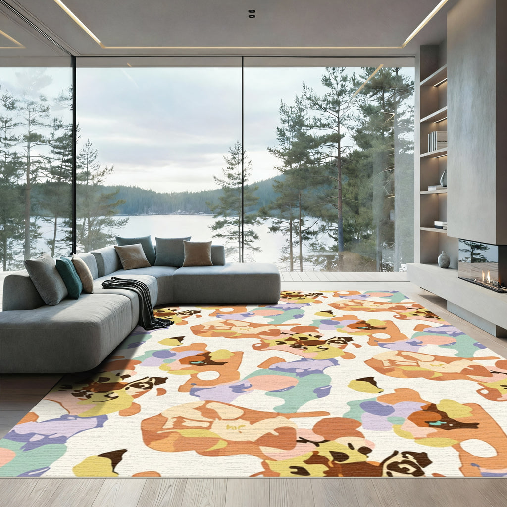 Earthy Boho Abstract Blob Rug