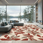 Earthy Red Leafy Branches Rug