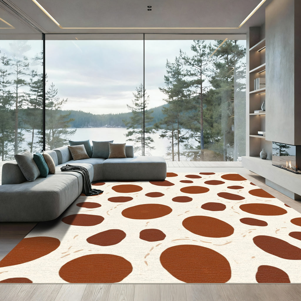 Brown Spots on Cream Background Rug