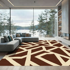 Brown Cream Geometric Abstraction Rug