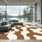 Brown Cream Abstract Blob Rug