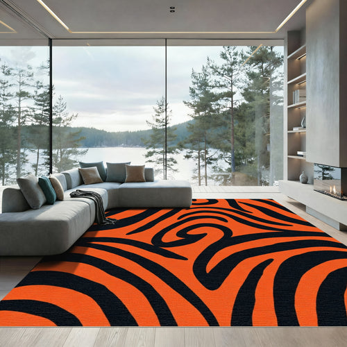 Bold Orange Abstract Swirl Rug