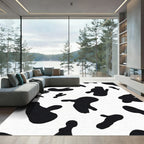 Black White Irregular Spots Rug