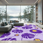 Whimsical Purple Yellow Floral Vine Rug