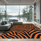 Bold Orange Black Swirls Rug