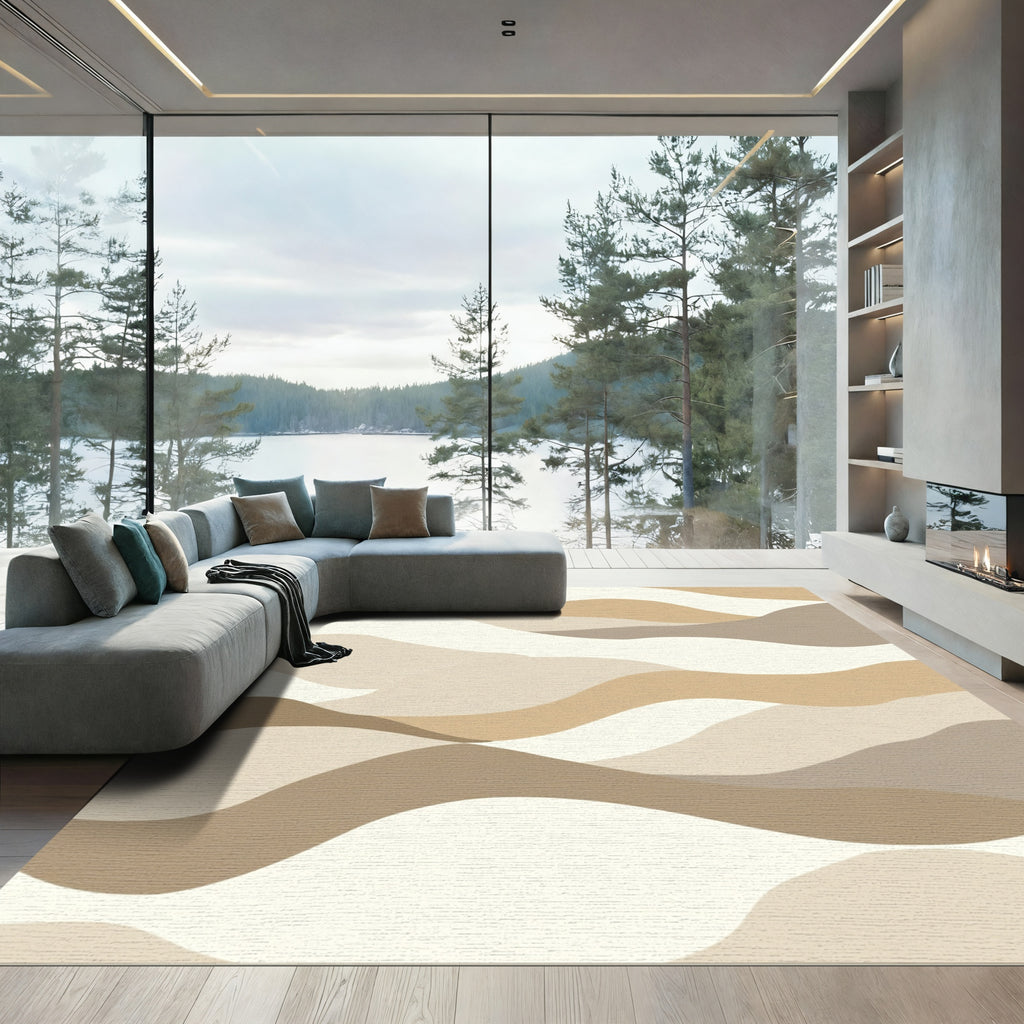 Earthy Abstract Landscape Wave Rug