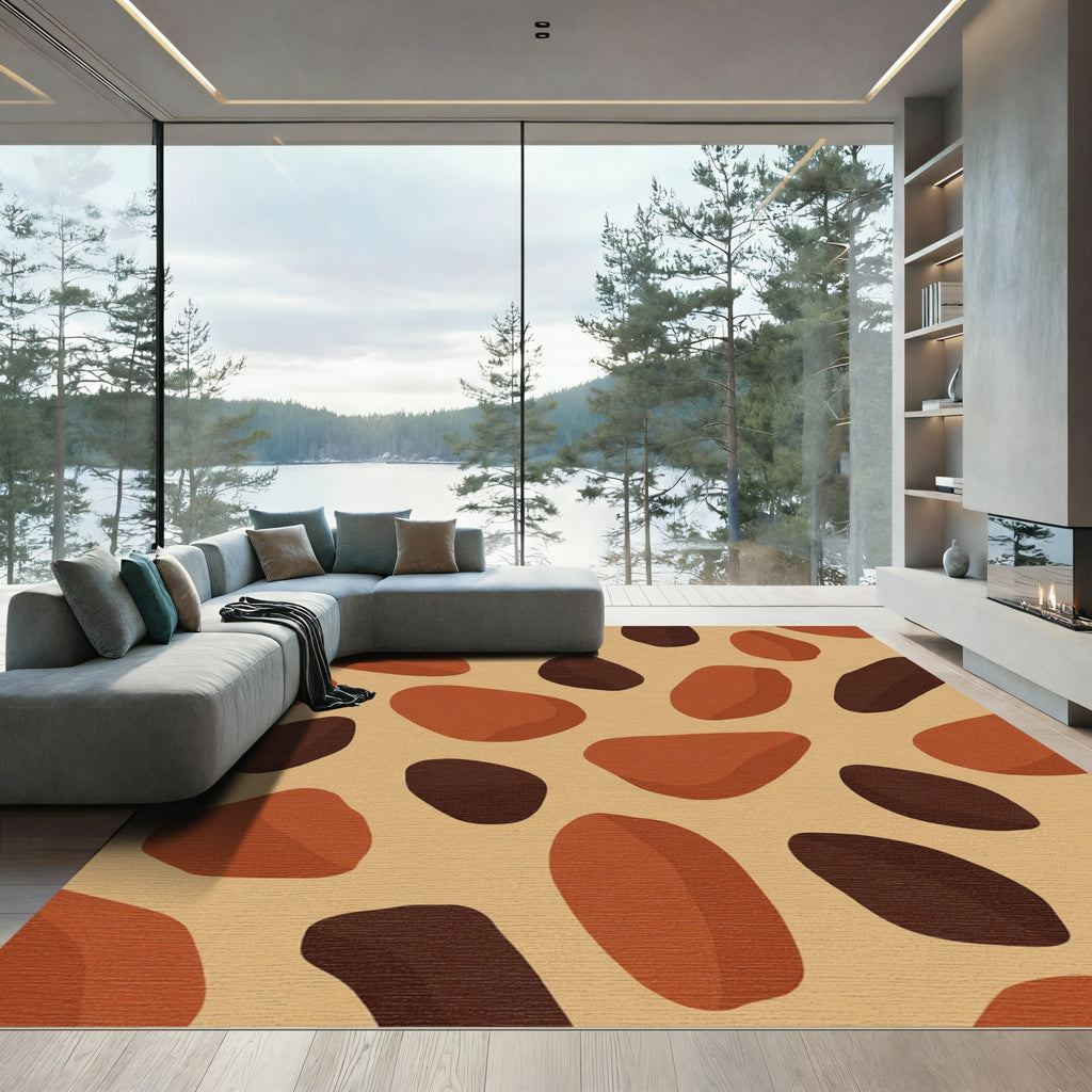 Terracotta And Brown Irregular Shapes Rug