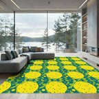 Yellow Polka Dot Foliage Pattern Rug