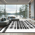 Monochromatic Black White Plaid Check Rug
